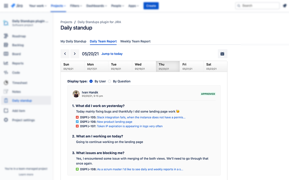 Daily Standups for Jira