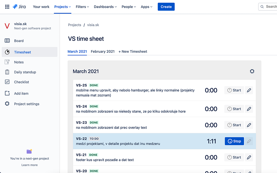 Time Sheets for Jira