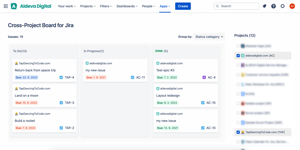 cross-project board for jira